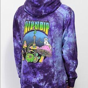 Purple tye dye psychedelic pull over hoodie
